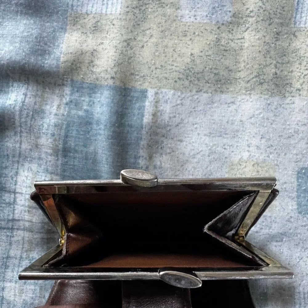 Christian Dior Vintage Brown Trotter Button Bifold Small Authentic Wallet